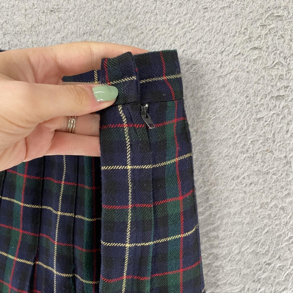 Talbots Vintage Skirt Womens 12 Plaid Wool Pleated Knee Length Made In USA 90s - Picture 7 of 13